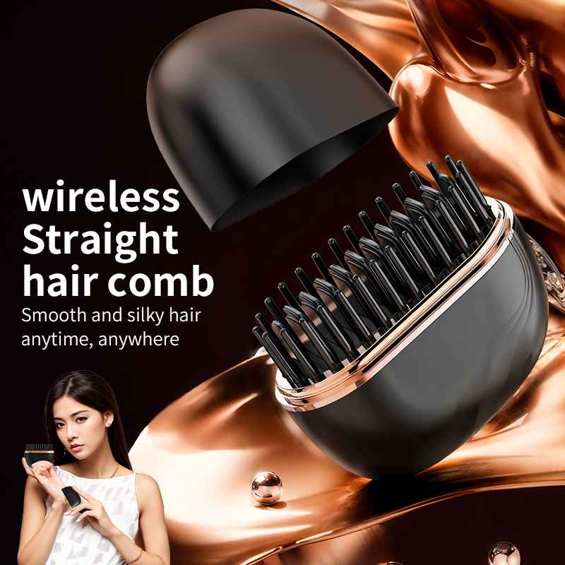 Mini Wireless Hair Straightening Brush & Hot Comb | Portable USB Rechargeable Hair Styler