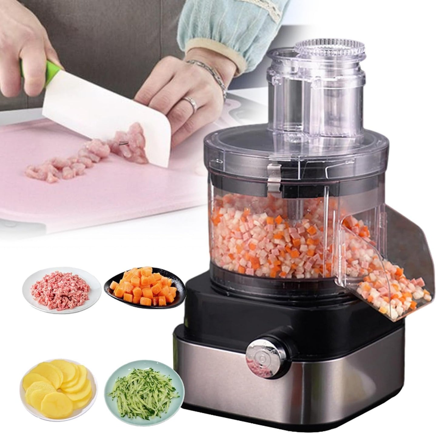 5-in-1 Electric Vegetable Chopper & Food Processor – 600W Multifunction Meat Grinder with 5 Stainless Steel Blades