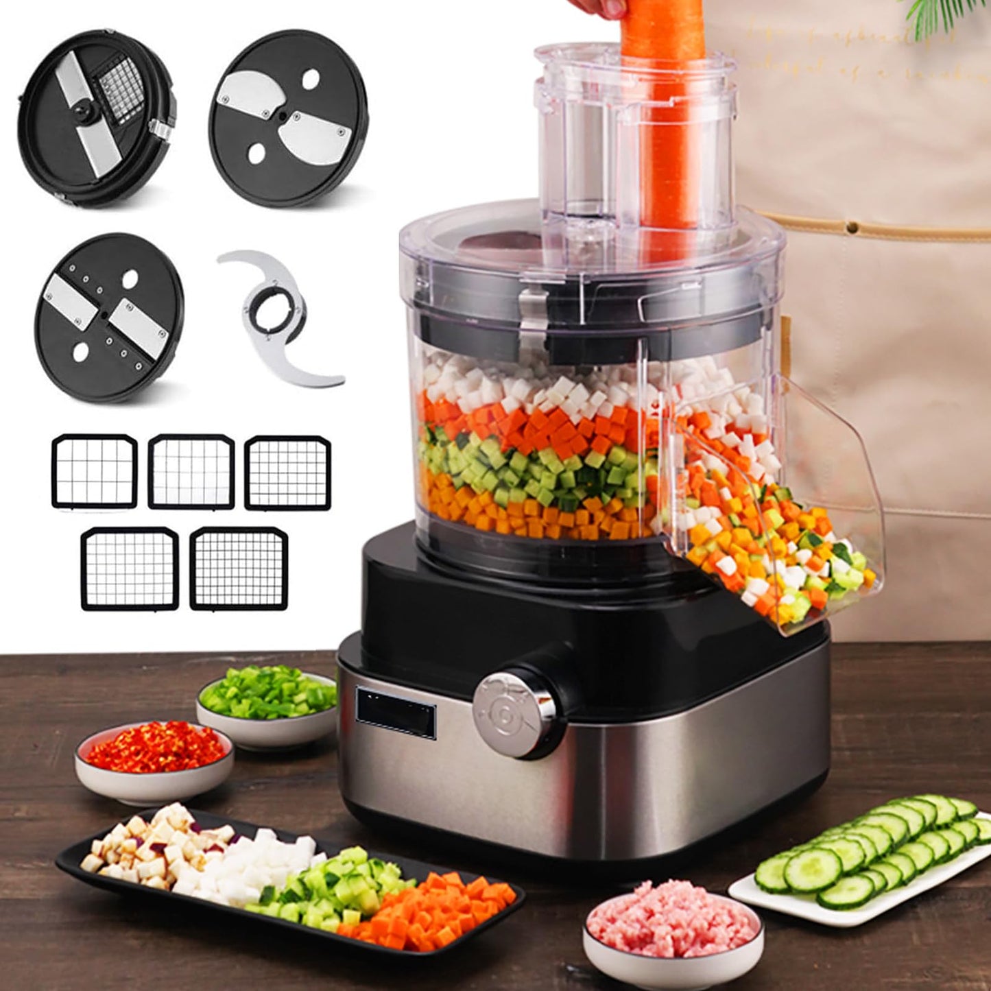 5-in-1 Electric Vegetable Chopper & Food Processor – 600W Multifunction Meat Grinder with 5 Stainless Steel Blades