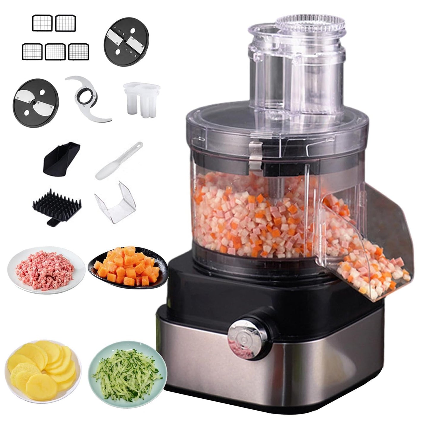 5-in-1 Electric Vegetable Chopper & Food Processor – 600W Multifunction Meat Grinder with 5 Stainless Steel Blades