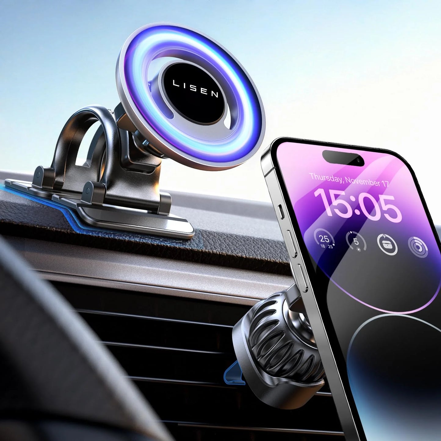 360° Universal Car Phone Mount – Dashboard & Windshield Mobile Holder for All Smartphones