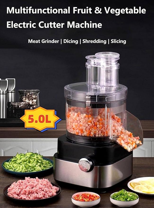 5-in-1 Electric Vegetable Chopper & Food Processor – 600W Multifunction Meat Grinder with 5 Stainless Steel Blades
