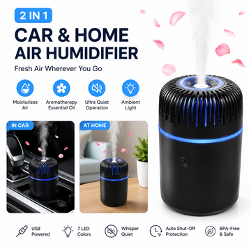 Mini Car Humidifier Portable USB Diffuser – 7 Color LED Night Light Air Humidifier for Car, Home & Office