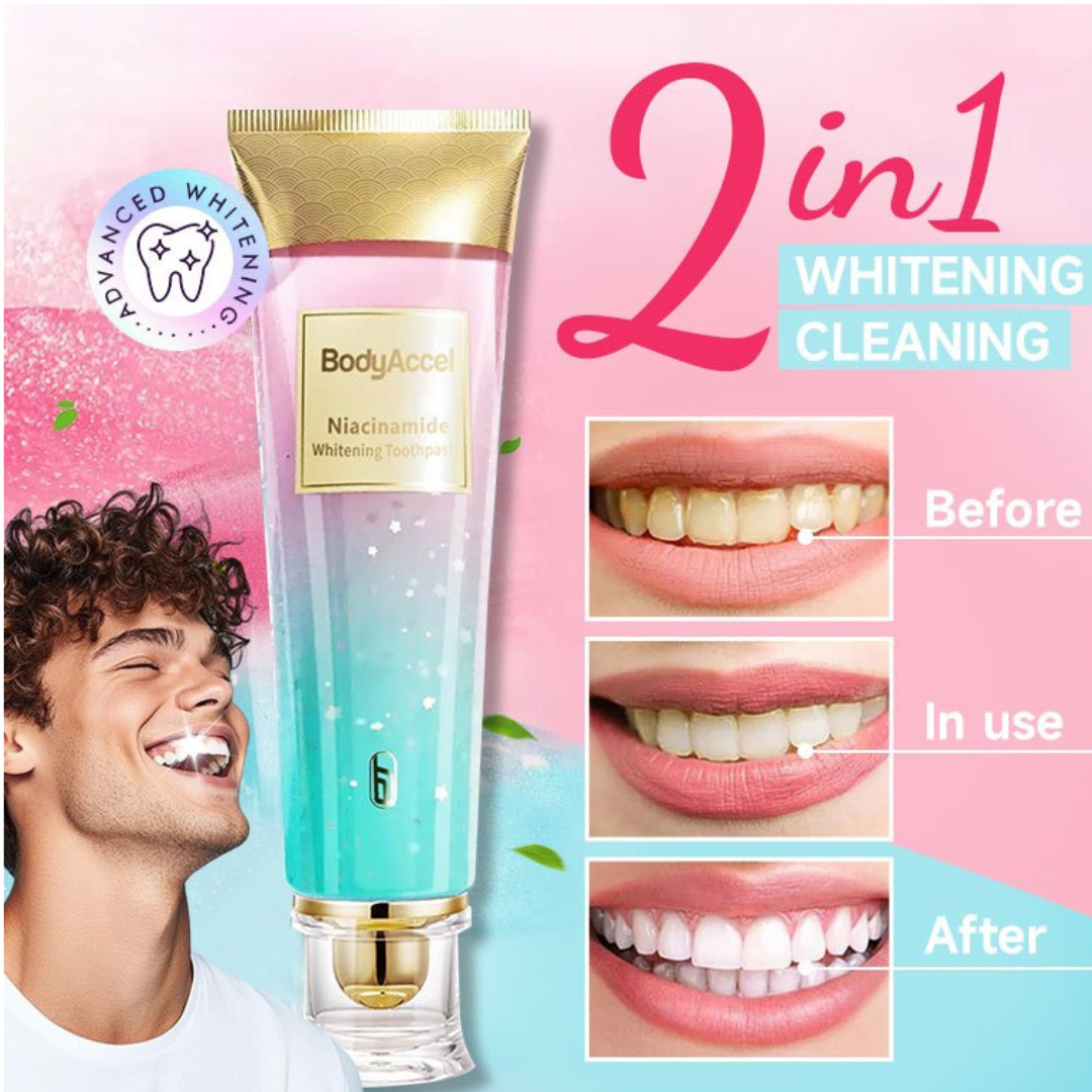 BodyAccel Niacinamide Whitening Toothpaste – Deep Cleaning & Fresh Breath Toothpaste for Brighter-Looking Teeth