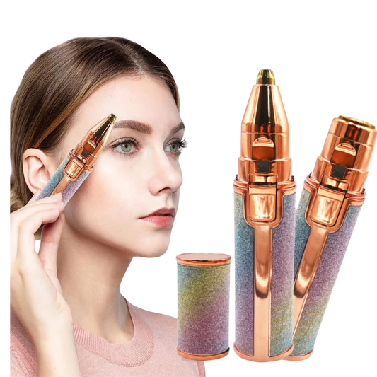 2-in-1 Rechargeable Eyebrow Trimmer for Women – Painless Facial Hair Remover with Replaceable Heads & LED Indicator