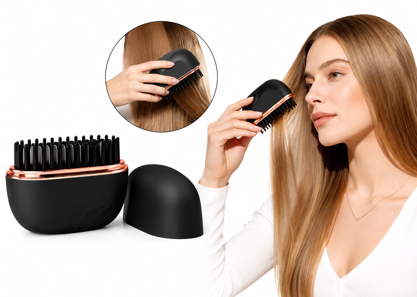 Mini Wireless Hair Straightening Brush & Hot Comb | Portable USB Rechargeable Hair Styler