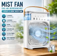 3-in-1 Portable Evaporative Mini Air Cooler Fan | USB Rechargeable Personal Cooling Fan with Humidifier & LED Light