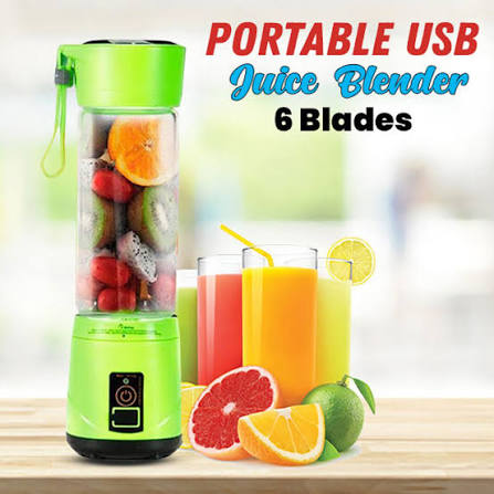 6-Blade Portable Juicer Mixer Grinder – USB Rechargeable Smoothie Blender for Fresh Juices & Shakes