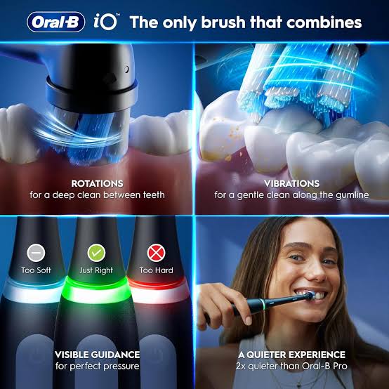 Oral-B iO 6 Black Electric Toothbrush by Braun – Smart Rechargeable Toothbrush with Pressure Sensor