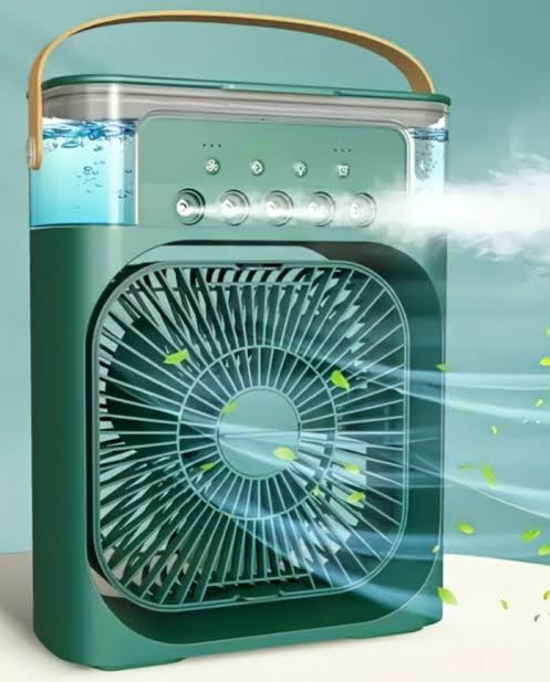 3-in-1 Portable Evaporative Mini Air Cooler Fan | USB Rechargeable Personal Cooling Fan with Humidifier & LED Light