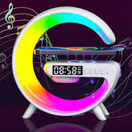 G-Shaped Wireless Speaker Charger Lamp – 5W Wireless Charging Bluetooth Speaker, RGB Night Light & Alarm Clock