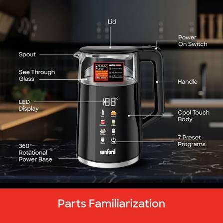 RSH-536-WST 1.8L Electric Kettle – 1800W Fast Boil Stainless Steel Tea & Water Kettle with Keep Warm Function