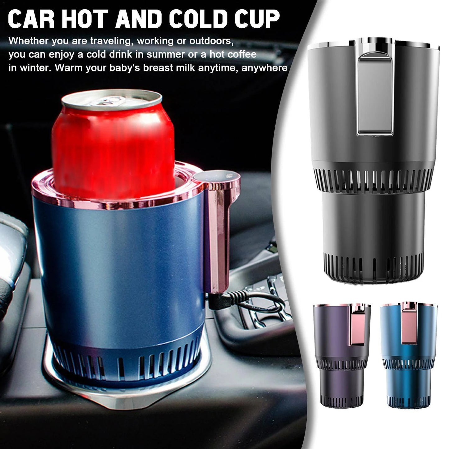 Smart Car Cup Cooler & Warmer | 2-in-1 Portable Heating & Cooling Cup Holder for Car, Office & Home